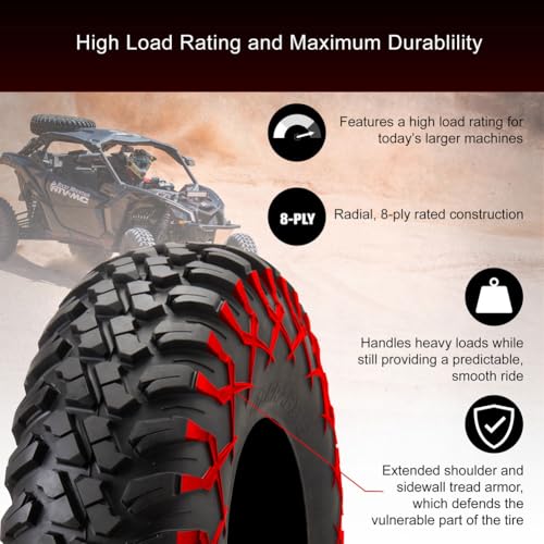 Image of Set of 4 Tusk Terrabite Radial Front & Rear Tires - 35x10.5-15 Front & Rear - 8-Ply Rated Radial Construction, ″ Deep Tread, Medium-Hard Terrain, Heavy Duty Sidewall Tread Armor, High Load Capacity