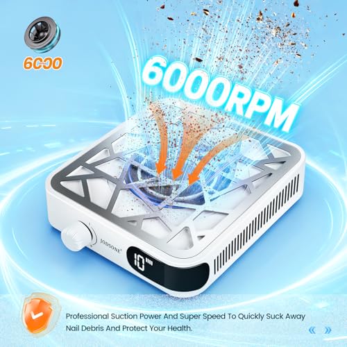 Image of JODSONE Mini 6000RPM Nail Dust Collector with 30 Filters 10-Speed Adjustment Rechargeable Portable Nail Salon Professional Use