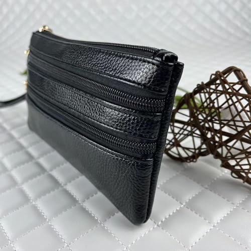 Credit Card Holoder Zipper Portable PU Wallet Money Bag Durable Phone Bag Women(BLACK)3