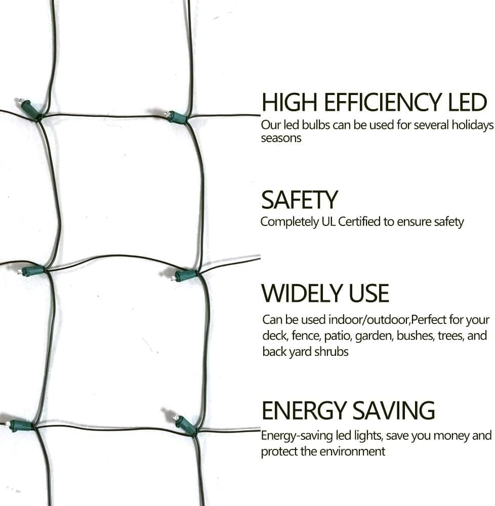 LED Christmas Net Lights Outdoor Decorations for Bushes,144LED 6ftx6ft Connectable Green Wire Net Christmas Lights for Outdoor Indoor Yard Mesh Shrub Tree Decor,UL Certified(Warm White)