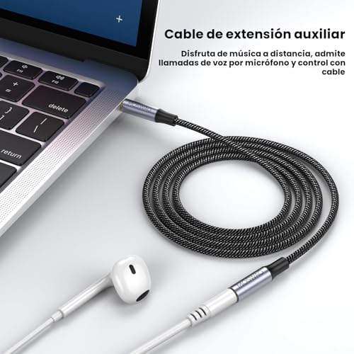 Miniatura 3 de Mowsag Alargador Jack 3.5 Con Microfóno, Alargador Auriculares 3.5mm Con Hifi Sonido, 4 Pines Cable Jack 3.5 Mm Macho A Hembra Compatible Con Switch, Ps5 Ps4, Cascos, Altavoz, Pc, Móvil