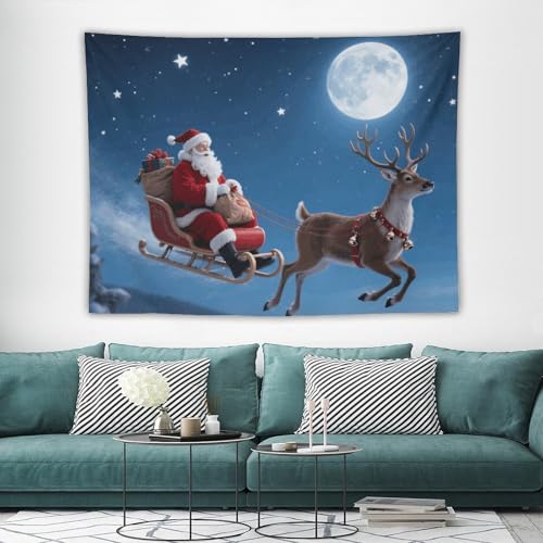 Tapisserie murale bohème de Noël maccbn grand format avec kit de suspension inclus
