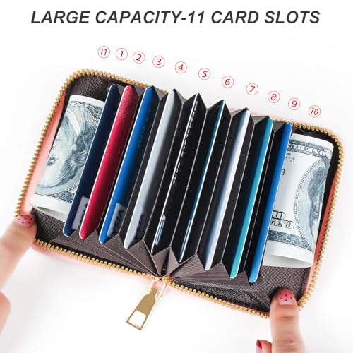 Image of Credit Card Wallet, RFID Card Case Wallet, Zipper Card Cases Holder for Men Women, RFID Blocking, KeyChain Wallet, Compact Size Card Organizer Case for Women