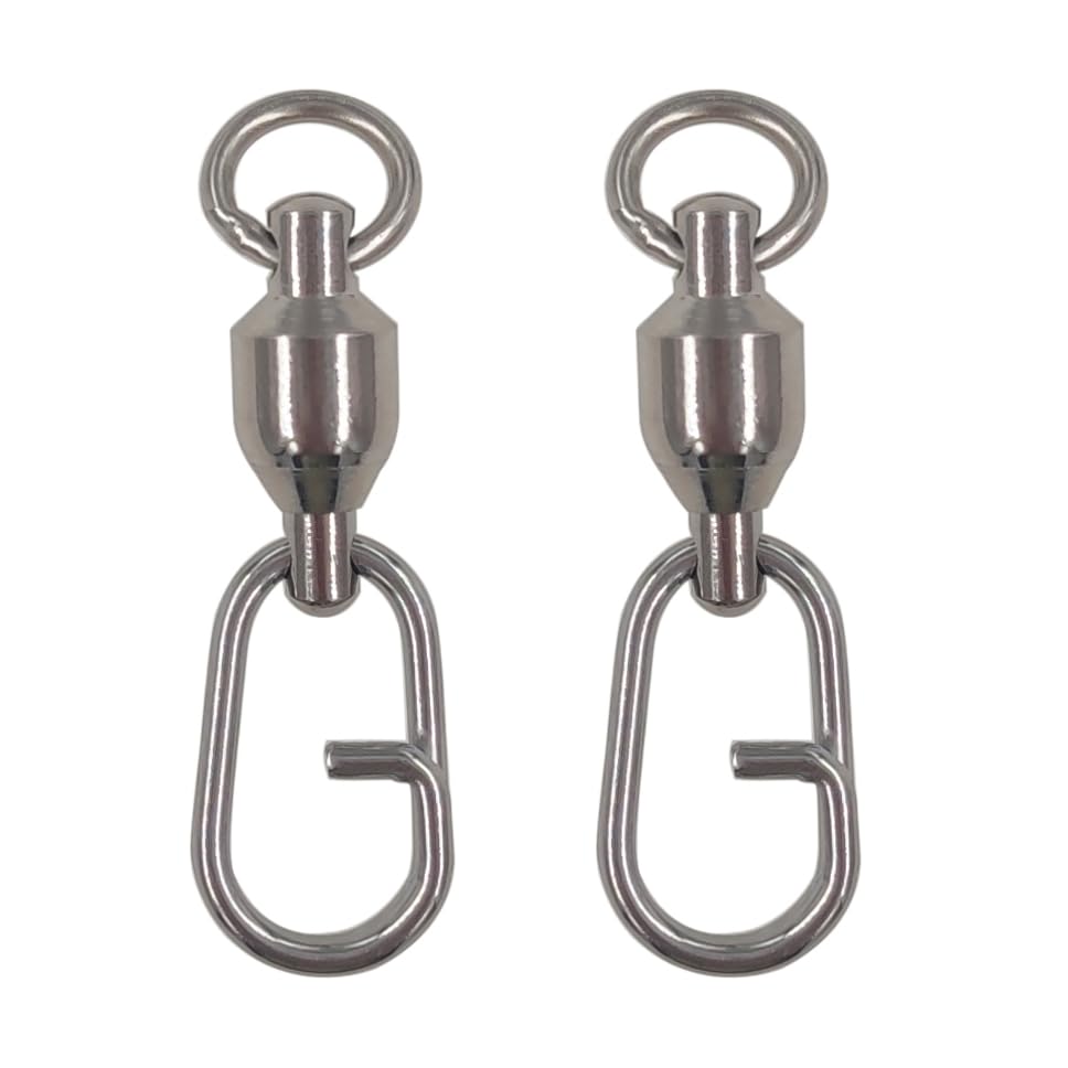 unclesportinfof 25/50pcs Ball Bearing Swivel Fishing Stainless Split Ring Fish Hooks Connectors for Saltwater 7LB-132LB (8454, 3#-0.98"/61LB-25PCS)
