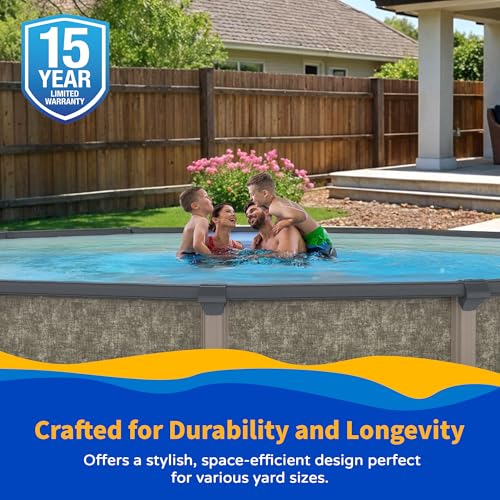 Image of Riviera 27-ft Round 54-in Deep 8-in Top Rail Metal Wall Swimming Pool Package