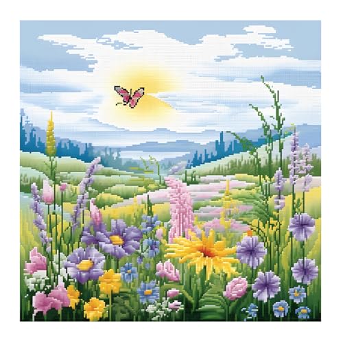 Image of 51buyoutgo Natural Landscape Cross Stitch Kits, 11 Ct Count Pre Printed Counted Stamped Cross Stitch Embroidery Needlepoint Patterns Kits for Adults Beginners, Easy Advanced Crossstitch Crossstitching