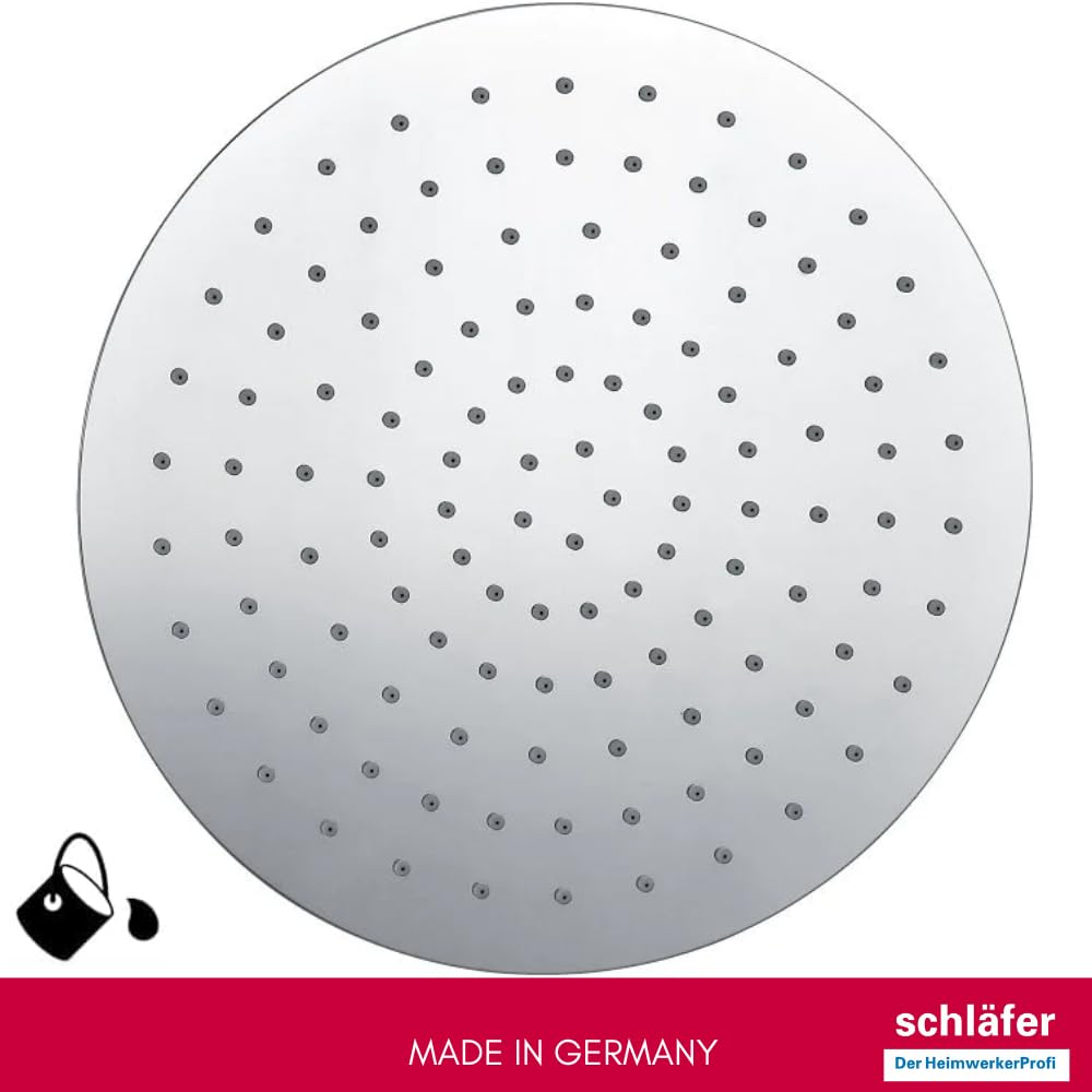 Schläfer 136010 | Soffione Doccia Tondo Ø 20cm, Soffione Doccia Anticalcare con Getto a Pioggia ad Alta Pressione in Abs, Snodo Girevole Universale G 1/2"