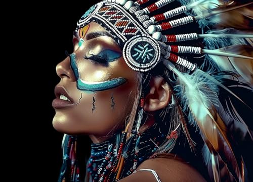 Peinture diamant tatouage indien broderie strass ronds pour déco DIY 40x50 cm