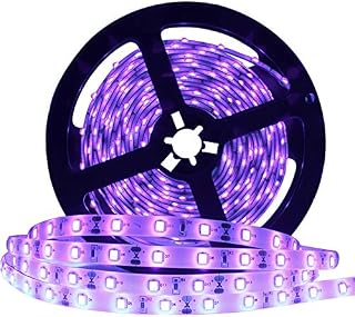 YGS-Tech 24 Watts UV Black Light LED Strip, 16.4FT/5M 3528 300LEDs 395nm-405nm Non-Waterproof
