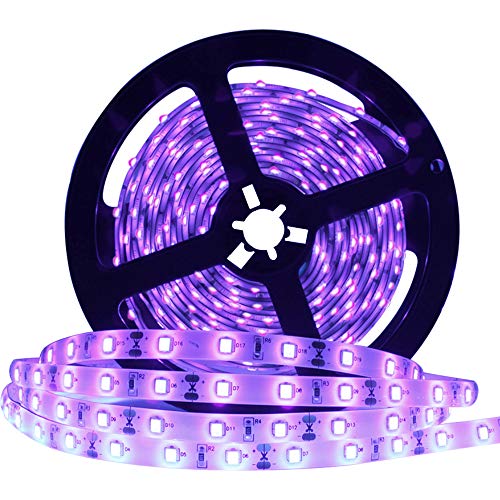 Ygs-Tech 24 Watts Uv Black Light Led Strip, 16.4Ft/5M 3528 300Leds 395Nm-405Nm Non-Waterproof Blacklight Night Fishing Implicitly Party With 12V 2A Power Supply #TOP7