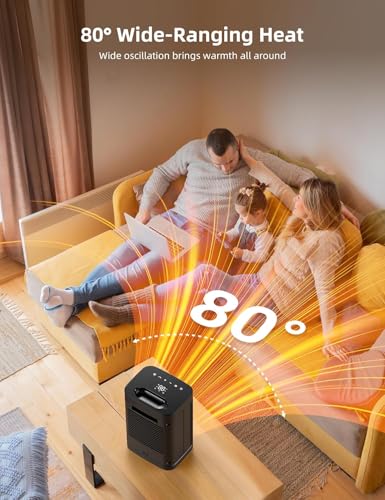 Jrd Space Heater Indoor, Jrd 1500W Ptc Portable Electric Heater With 80°Oscillation thumb #3
