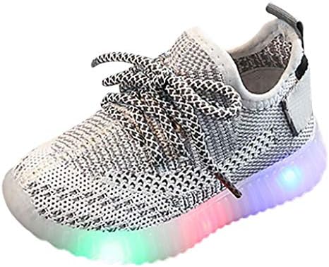 RYGHEWE Baby Toddler Girls Boys LED Luminous Mesh Running Shoes Sneakers Kids Soft Outdoor Sports Light Shoes (2-2.5Years, Gray)