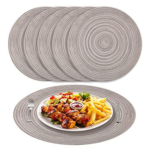 Lot de 6 sets de table ronds - Résistant à la chaleur - Lavable - Pour cuisine, dîner - 38 cm Cover