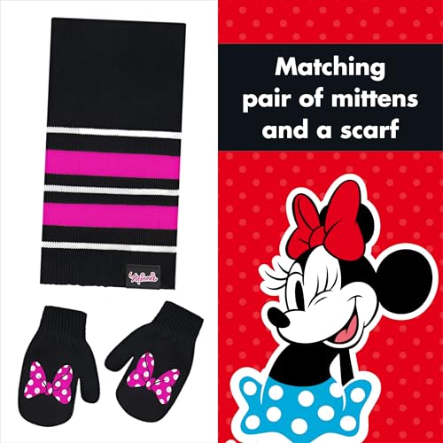 Disney Girls Toddler Winter Hat, Scarf & Mittens Set 2-4 Or Minnie Mouse Hat, Scarves & Kids Gloves Sets 4-74