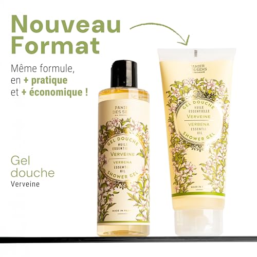 Image of Panier des Sens Lemon Verbena Body Wash, French Shower Gel, 6.8 fl oz | Vegan Body Wash | 96% Natural-Origin Ingredients | Gentle Daily Cleansing | Long-Lasting Fragrance | Soft Skin Feel