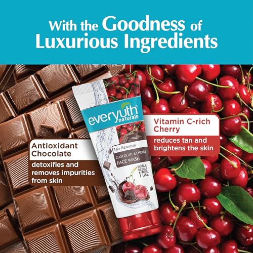 Image of Everyuth Naturals Tan Removal Choco Cherry Face Wash, 150g | Choco Cherry Extracts | Visible Results from 1st Use | Deep Cleansing Daily Face Wash for Clear & Radiant Skin