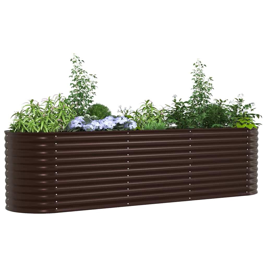 vidaXL Raised Bed Brown 320 x 80 x 81 cm Steel, Garden and Terrace, Minimalist Steel Planter, Durable Outdoor Gardening, Contemporary Raised Flower Bed, Plant Container