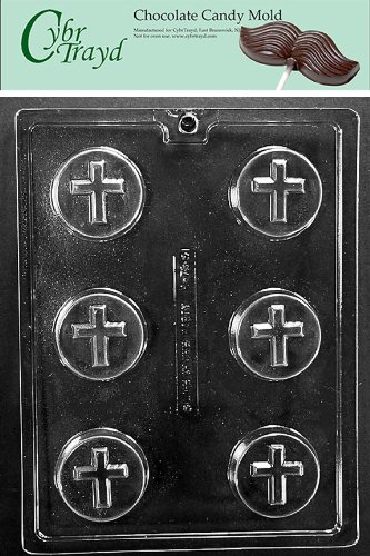 Cybrtrayd R073 Cookie with Cross Chocolate Candy Mold with Exclusive Cybrtrayd Copyrighted Chocolate