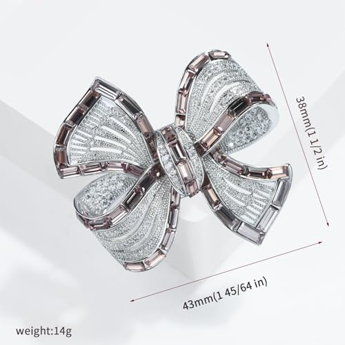 Image of Elegant Love Bow Brooch Micro Pave Cubic Zirconia Bowknot Wedding Bride Mother Brooch Pin Ribbon Shape Jewelry Brooch Breastpin