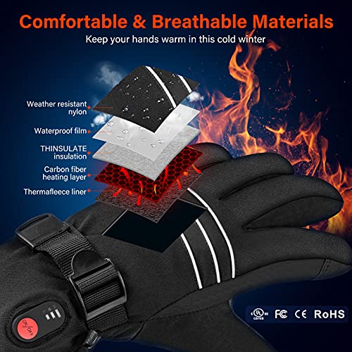 CoMokin Gants Chauffants, Gants d'hiver Chauds pour Homme Et Femme, 7,4 V 3200 Mah Lavable Gants Chauds d'hiver à écran Tactile, Batterie Rechargeable, Fonctionne de 3 À 5,5 Heures - Image 4