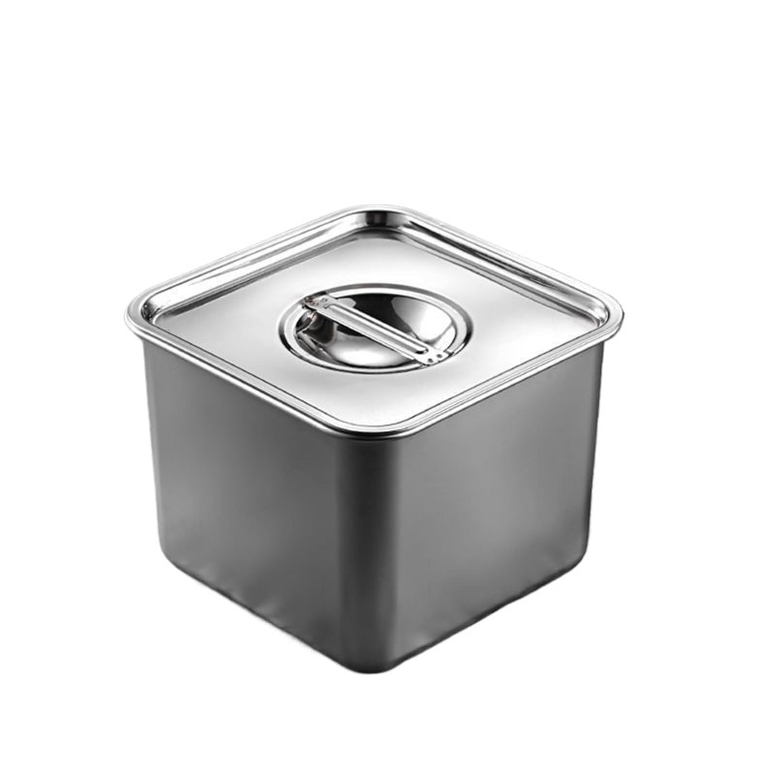 BoîTe De Conservation En Inox Bac à légumes carré en acier inoxydable avec couvercle, réfrigérateur sous vide, boîte épices hermétique, lunch chauffante(Steel cover,16cm)