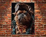 ARA STEP - Póster realista de perro Grifón Bruxellois sin marco (tamaño A3, 297 x 420 mm, pirata de perro Grifón Bruxellois 1)