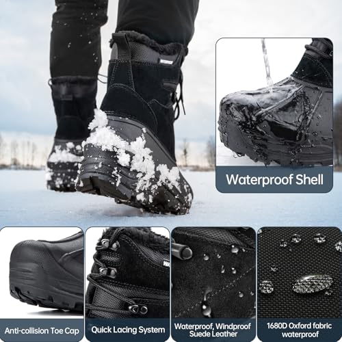 Image of FREE SOLDIER Mens Snow Winter Boots Waterproof Wram Boots for Men Nonslip Outdoor Snow Footwear(Black 10)