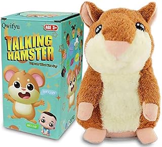 Qwifyu Talking Hamster, Interactive Stuffed Plush Animal Talking Toy Cute Sound Effects with Repeats Your Said Voice, Best Buddy for Kids Gift Age 3+ (Brown)