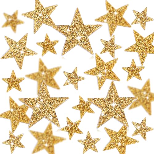 Syhood KA-SYHOOD-279355 24 Pieces Star Patches Iron On Patches Star Appliques Rhinestone Adhesive Sequin Star Patches Glitter Star Patches Appliques cover