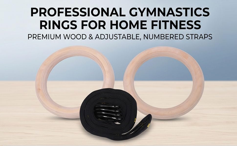 Anillas de gimnasia de madera con correas ajustables miniatura 6