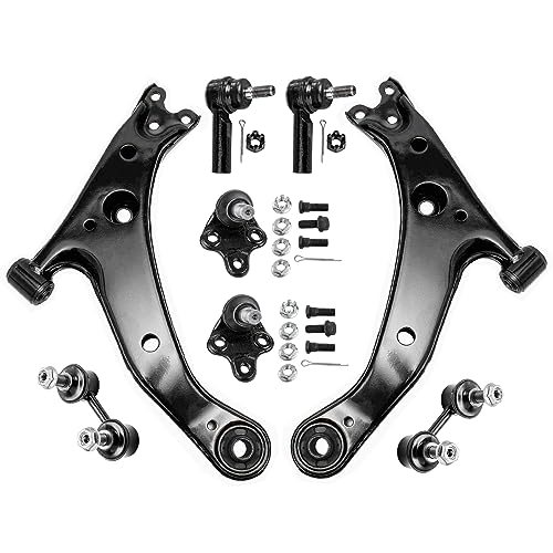 Image of Detroit Axle - 8pc Front End Suspension Kit for 1998-2002 Chevrolet Prizm, 1996-1997 Geo Prizm, 1996-2002 Toyota Corolla, Lower Control Arms Outer Tie Rods Lower Ball Joints Sway Bars Replacement