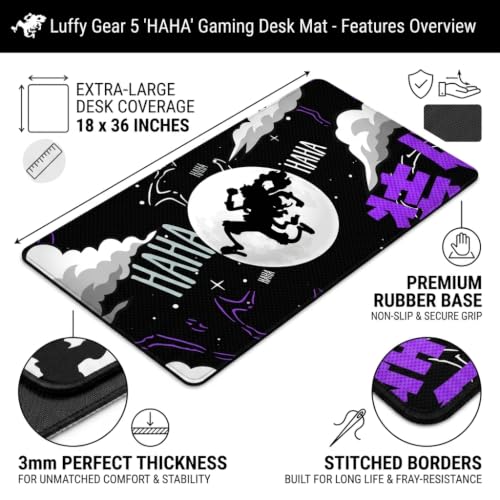 Image of Anime Style Extended Desk Mat 458 x 915 mm| Large Mouse Pad with Stitched Edges | 3mm Thick Desk Pad with Anti-Slip Rubber Base | Smooth Surface for Office, Work & Gaming