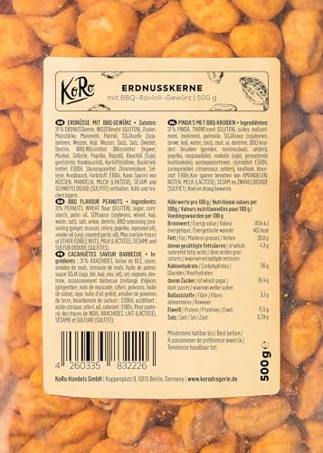 KoRo - Erdnüsse mit BBQ-Gewürz 500 g - Snack mit knusprigem Teigmantel
