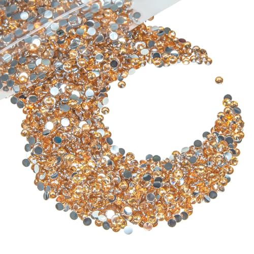 qiipii 8000PCS 3mm Caramel Golden Crystal Resin Rhinestones for Crafting SS10 Flatback Stones Diamonds Crystals Gems Bulk Charms for Nails Face Eyes Makeup Tumblers Bottles DIY Crafts Clothes Shoes