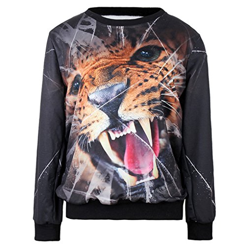 Thenice Women's Sport Pullovers Couples Sweater Sweatshirt Fashion T-Shirt (Leopard Head)