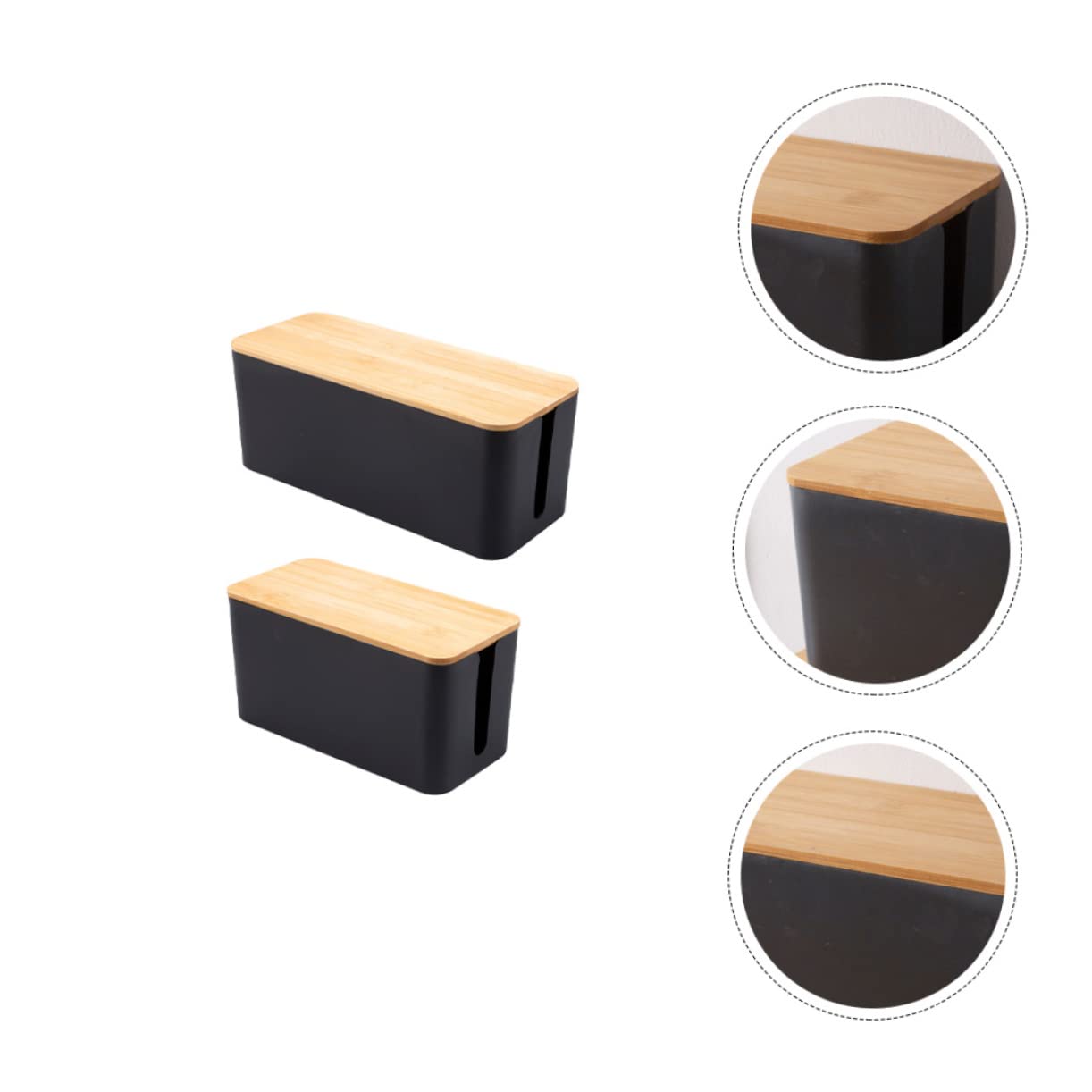 NUOBESTY Caja de Almacenamiento de Enchufes 2piezas en Madera y Plástico