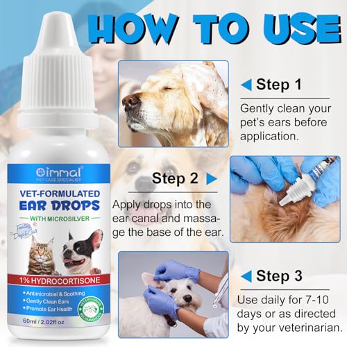 Ear Drops for Dogs and Cats with Swabs - Natural Yeast Infection Treatment, Dog Ear Infection Medication, Gently Clean Ears Treatment, Promote Ear Health, Antimicrobial & Soothing - Image 3