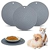 Fhiny 3PCS Silicone Pet Food Mat, 9.5″ Round Waterproof Non-Slip Dog Cat Bowl Placemat Preventing Feed and Water Overflow Suitable for Medium Small Bowl Dish Plate for Small Animals Protect Floor