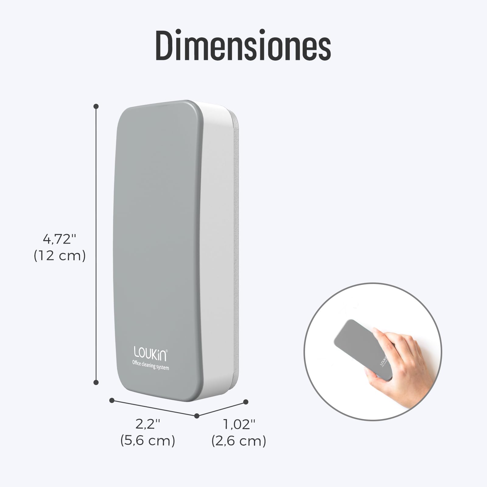 LOUKIN Borrador Magnético Seco para Pizarra Blanca (4 Unidades), Borrador para Pizarras Blancas y de Vidrio, Incluye 2 × 100 ml de Limpiador para Pizarras, Ideal para Aula, Hogar y Oficina (Gris)
