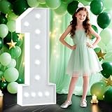 Marquee Numbers 1, 4FT White Light Up Numbers, Large 1st Birthday Decorations Number for Baby Boy Girl Party Backdrop Balloon Decor, Mosaic Marquee Sign Pre-Cut Foam Board Kit