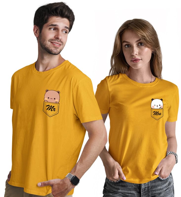 Image of INDISSH Couple Love Printed 100% Cotton Tshirt for Men and Women - CP-MRMRS