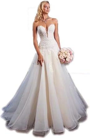 Womens Lace Wedding Dresses for Bride 2025 Ball Gown Satin Wedding Gown 3/4 Long Sleeves Bridal Gown