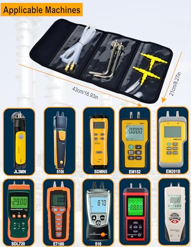 Image of ZIBOO JL3MN Manometer Probe Kit, Compatible with Klein Tools ET180 Digital Manometer Compatible with Fieldpiece JL3KM2, SDMN5,SDMN6,ADMN2,HVAC Pitot Static Tube Fit