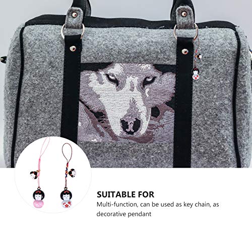 ULTECHNOVO 2 Unidades de Pingente de Boneca Japonesa Chaveiro Sino Chaveiro Bolsa Chaveiro Bolsa Tel