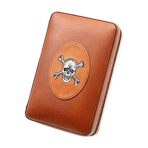 MRKU Humidor per sigari, Humidor in Pelle, Custodia per sigari da Viaggio, Scatola per sigari Portatile con umidificatore, Pelle di Mucca e Finitura Classica in Legno di Cedro