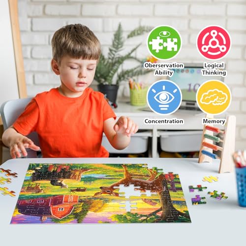 Rompecabezas de 100 Piezas para Niños - Tema Granja con Ciervo y Gato para Edades 4 a 8 miniatura 3