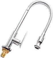 Inchant Pull-Out Single Handle Kitchen Faucet - 360° Swivel Cold Water Sink Tap, Chrome Deck Mount Brass Construction