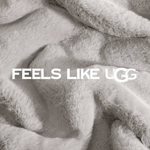 UGG Euphoria Throw Blanket, Plush Faux Fur Blanket, 50" x 70", Seal Grey - image 7