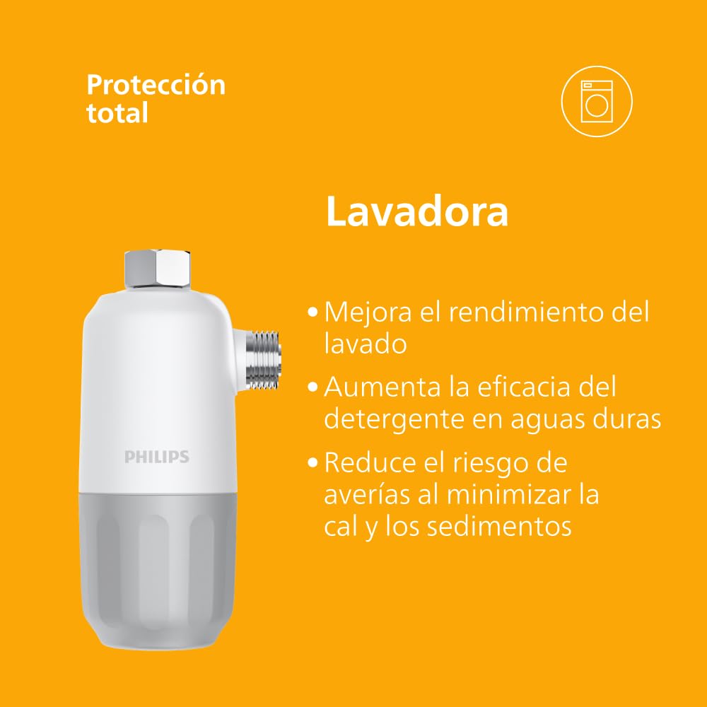 Philips Water INHIBIDOR DE CAL, filtración en 3 etapas, capacidad de filtración de 27.000 L, protege tu lavadora, lavavajillas y calentador de agua