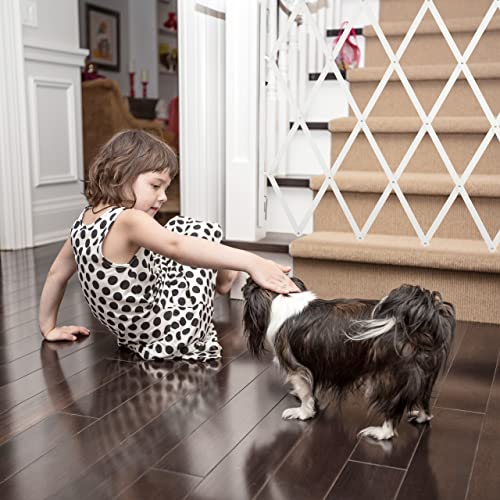 Relaxdays Hundeabsperrgitter, ausziehbar bis 130 cm, 87,5-100 cm hoch, Bambus, Hunde Schutzgitter für Treppe & Tür, weiß